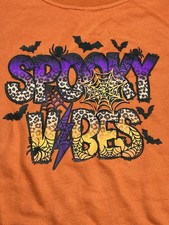 Orange Halloween Spooky Vibes Unisex Sweatshirt Pullover Size S NEW