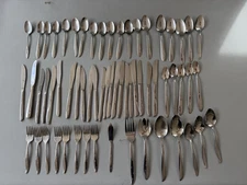 Mixed 62 piece LOT of Atomic Starburst Flatware - variety of styles MCM
