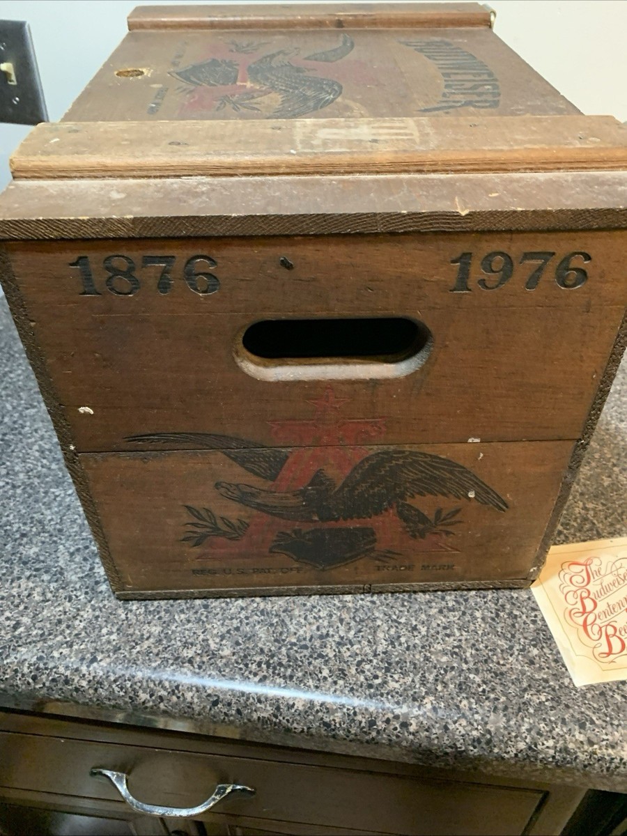 Vintage Budweiser Wooden Crate Box Centennial 1876-1976 Anheuser