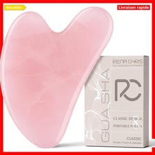 Rena Chris Gua Sha en Quartz Rose - Masseur Facial pour Sculptage de la Mâchoire