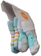 NWT NB 5-9lbs Preemie GyMbOrEe Boys 2 Pair Plush Socks Set Elephant Stripes