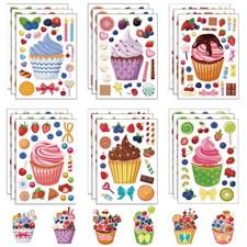 24 Sheets Cupcake Make a Face Stickers for Kids Todders Party Favors