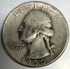 1950 S Washington 90% Silver Quarter Circulated Condition 25c US Coin - 2889