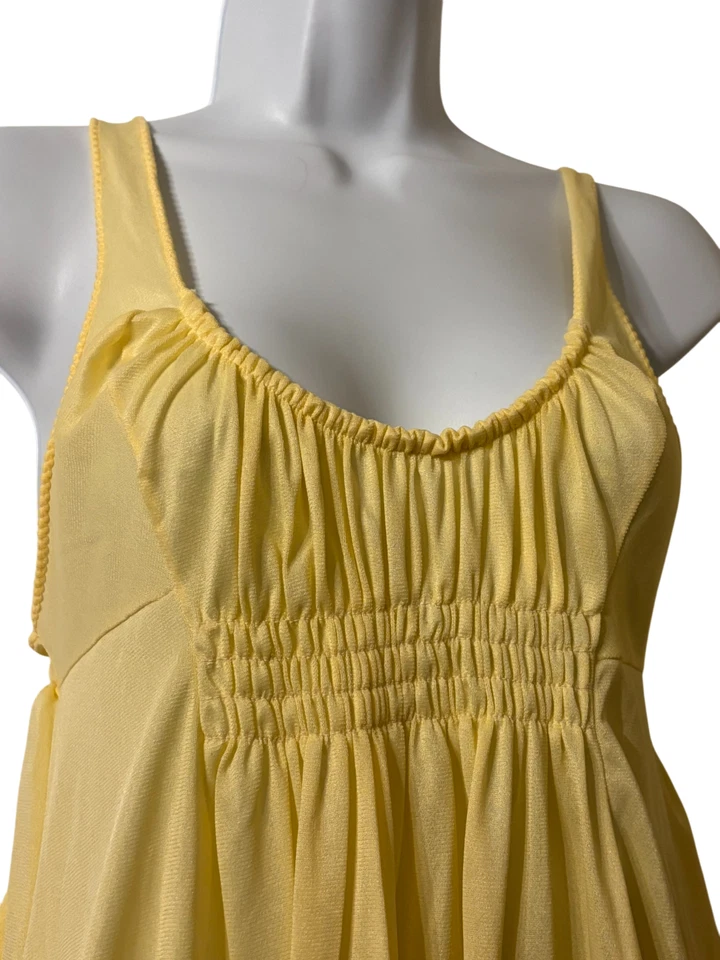 Rare VTG 60s Peignoir Nightgown Robe Set Long Yellow M / L Smock Details EVC - Image 4 of 4