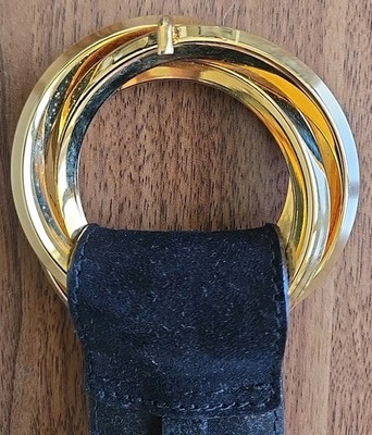 Salvatore Ferragamo Belt Black Suede Leather double ring  display picture 1