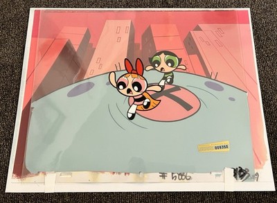 POWERPUFF GIRLS ORIGINAL PRODUCTION CEL SETUP + COPY BACKGROUND