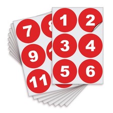 Red Consecutive Number Stickers 1 to 50, 4inch, 1 Set Vinyl Self Adhesive...