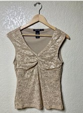 Y2K Rampage Top Medium Lace Stretch Floral Beige Fairy Whimsigoth