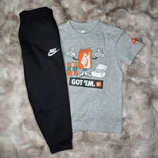 Nike Short Sleeve Tee  Jogger 2 Piece Outfit Set Gray/Black Size 5 Boys NWT