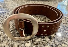 REI Vintage 70  s Embossed Leather With Silver Stud Design Fits 37  -41  Hippie