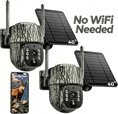 Solar Cellular Trail Camera 4G LTE 2.5K Live View w/ SIM Card Game Hunting Cam
