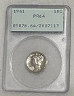 1941 Mercury Dime 10 Cents PCGS PROOF 64 Old Green Rattler Holder