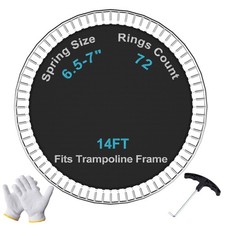 Trampoline Jumping Mat 14ft, Fits 6.5" - 7" Springs 72 V-Hooks 14 Foot Round ...