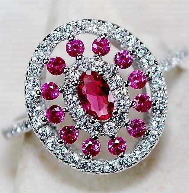 2CT Heat Treated Rubellite Tourmaline 925 Solid Sterling Silver Ring Sz 8 U1-5