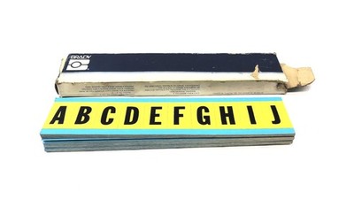 Brady Box of (23) Black on Yellow B-500 A-J Wire Marker Cards 3430 A-J NOS