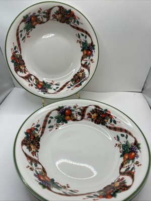 William James China Fine Stoneware HOLIDAY TARTAN 3 Round Serving Bowls