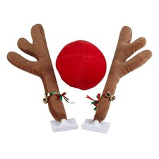 Universal Fit Christmas Reindeer Car Antlers  Red Nose - Holiday Spirit