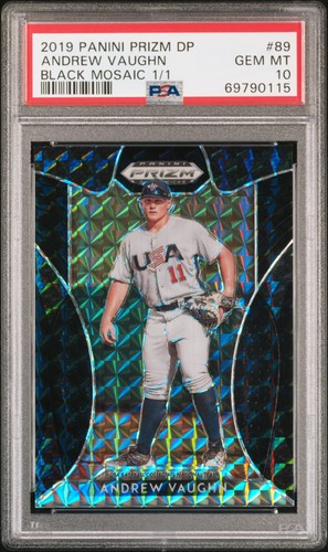 2019 Panini Prizm Draft Picks #89 Andrew Vaughn Black Mosaic 1/1 PSA 10