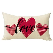 Valentines Day Lumbar Decorative Throw Pillow Cover 12 x 20, Rectangular Love
