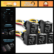 5-Pin 30/40A 12V SPDT Relay Set with Interlocking Socket  Wiring Harness - 5 Pa