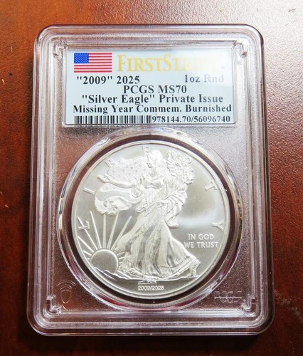 "2009" 2025 American Silver Eagle private commemorative issue__PCGS MS 70