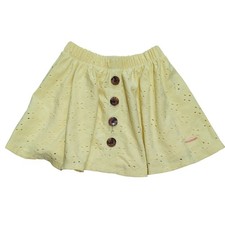 Tahari Girls 4 Yellow Eyelet Button Front Skirt Elastic Waist Summer Cottagecore