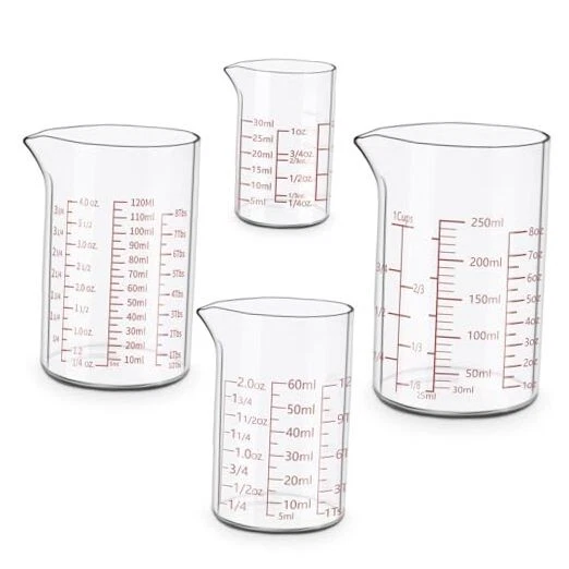 Measuring Cup Set 30ml L(1oz), 60ml (2oz), 4 Piece Set (30ML/60ML/120ML/250ML)
