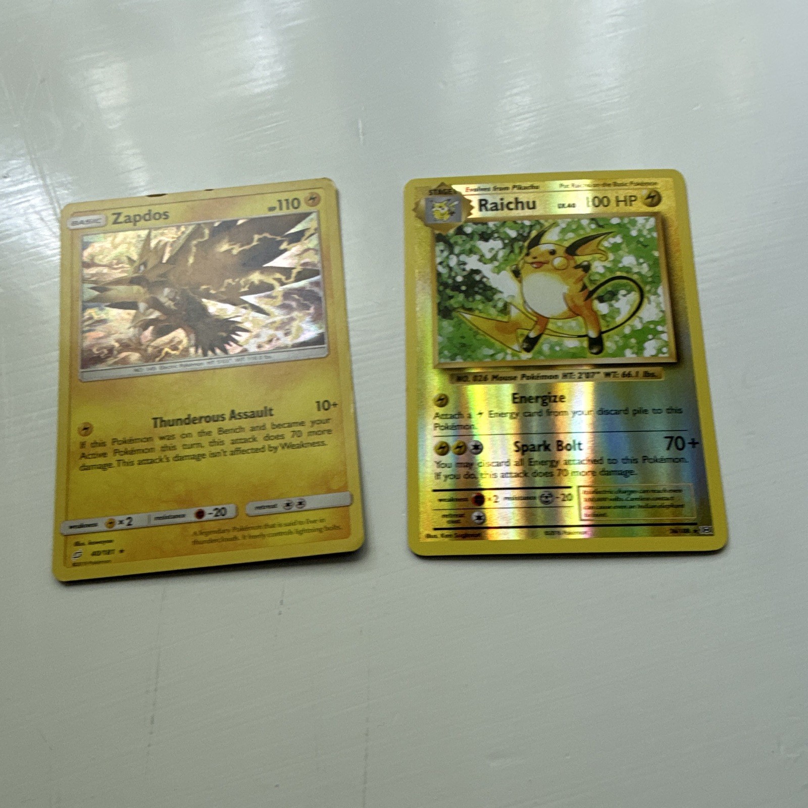 Zapdos & Raichu 2-Card Holo Lot: Team Up 40/181 + Evolutions 36/108
