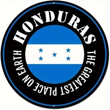 Bomei Geely 12inch Round Honduras Flag Metal Tin Sign- Vintage Wall Decoration w