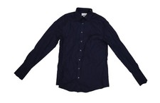 Charles Tyrwhitt Shirt Mens 15.5 35 Navy Non Iron Slim Fit Dress Long Sleeve