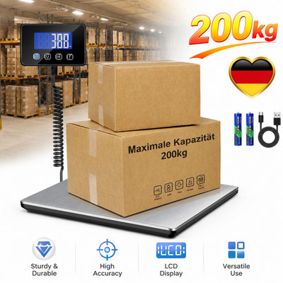 Lagerwaage Paketwaage Digital LCD Display Haltefunktion Edelstahl Silber Lager