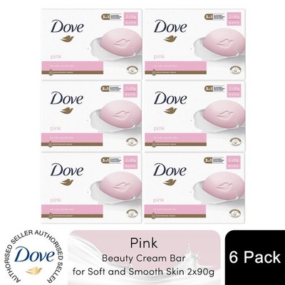 Dove Pink Feuchtigkeitsspendende Schönheit Creme Bar für weiche und glatte Haut, 2 x 90g, 6er Pack