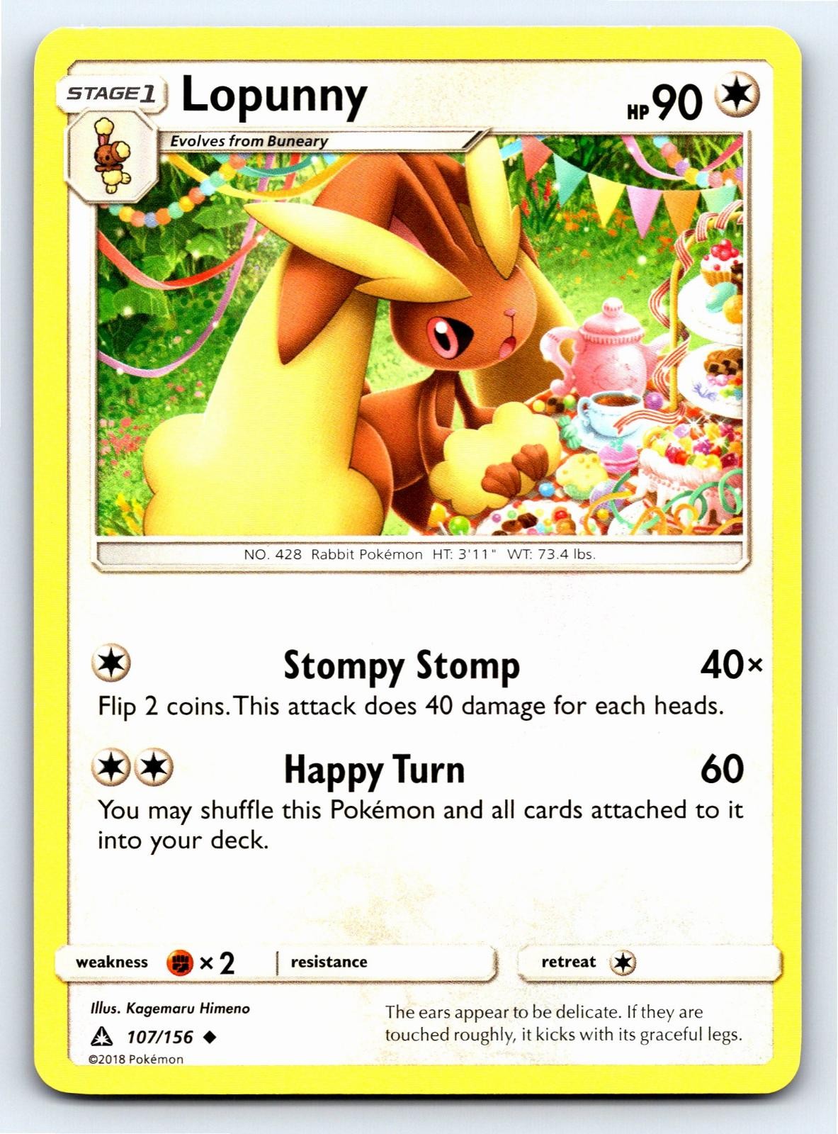Lopunny 107/156 Uncommon Ultra Prism Pokemon Near Mint