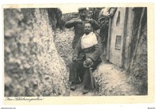 WWI Germany frontline trench soldier barber haircut photo postcard