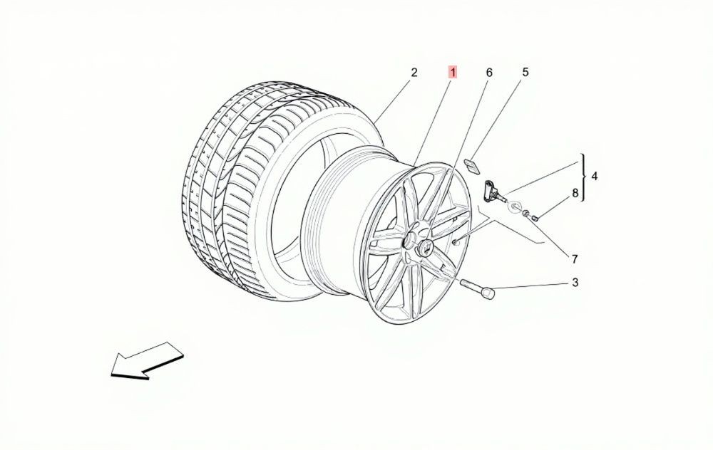 Maserati Quattroporte 2014-2016 Rear Wheel P/N 670016856