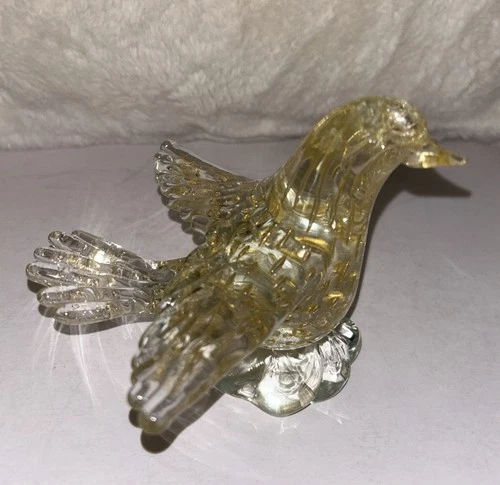 Vintage Murano? Art Glass Bird With Gold Inclusions Bubbles