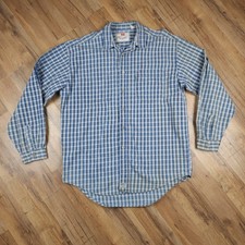 Vintage Levi's Button Shirt Mens Large Blue Plaid Cotton Flannel Long Sleeve 90s