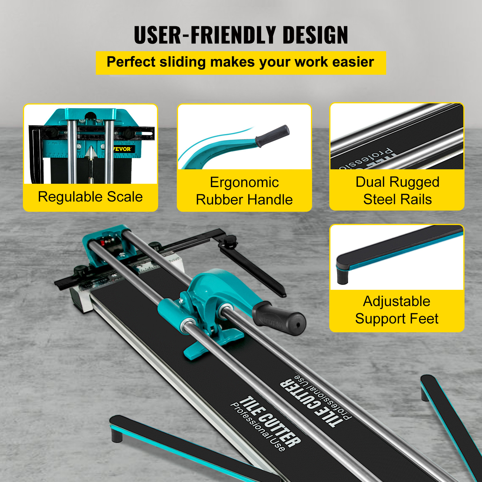 VEVOR Manual Tile Cutter 48"/1200mm Cutting Machine w/ Laser Guide for Ceramic