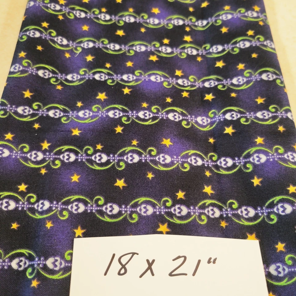 Cotton Fabric Lot 5 Pcs Halloween Dance Witch Potion Star 18x23–16x27" Scraps - Image 3 of 4