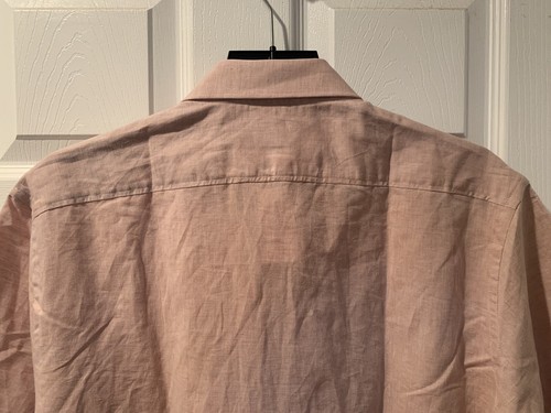 Joseph Abboud Mens Short Sleeve Linen Shirt Pink Sand Size L Large Cruise NWT - Picture 15 of 16