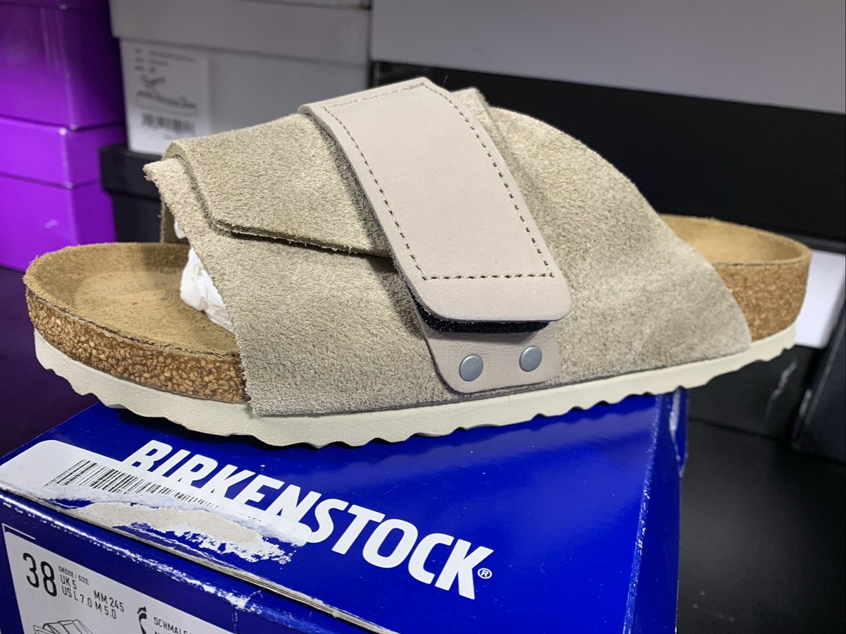 Birkenstock Kyoto Gray Taupe Suede Leather Exquisite Size 39