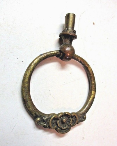 Floral 1890 Art Nouveau Drop Ring Pull Handle Solid Brass 2-5/16" Wide 1 Antique - Picture 7 of 11
