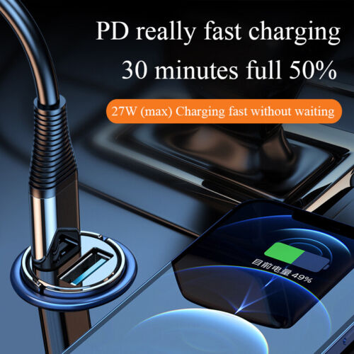 Mini Dual USB Type-C PD Car Phone Charger 30W Fast Charge Adapter Accessories N - Picture 1 of 9