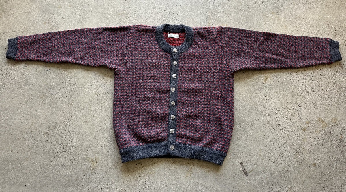 Vintage 80s L.L. Bean Wool Birdseye Heart Fisheye Norwegian Knit 