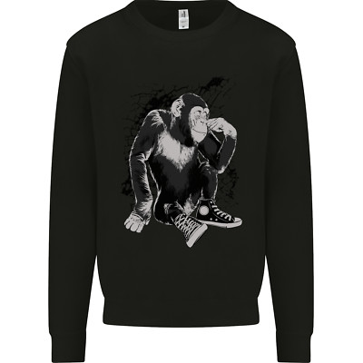 Chilled Out Schimpanse Affe Kinder Sweatshirt Pullover