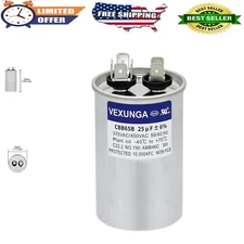 25uF 450VAC Capacitor for AC Fan Motor/Pool Pump - Round Run Start - 6% Toler...