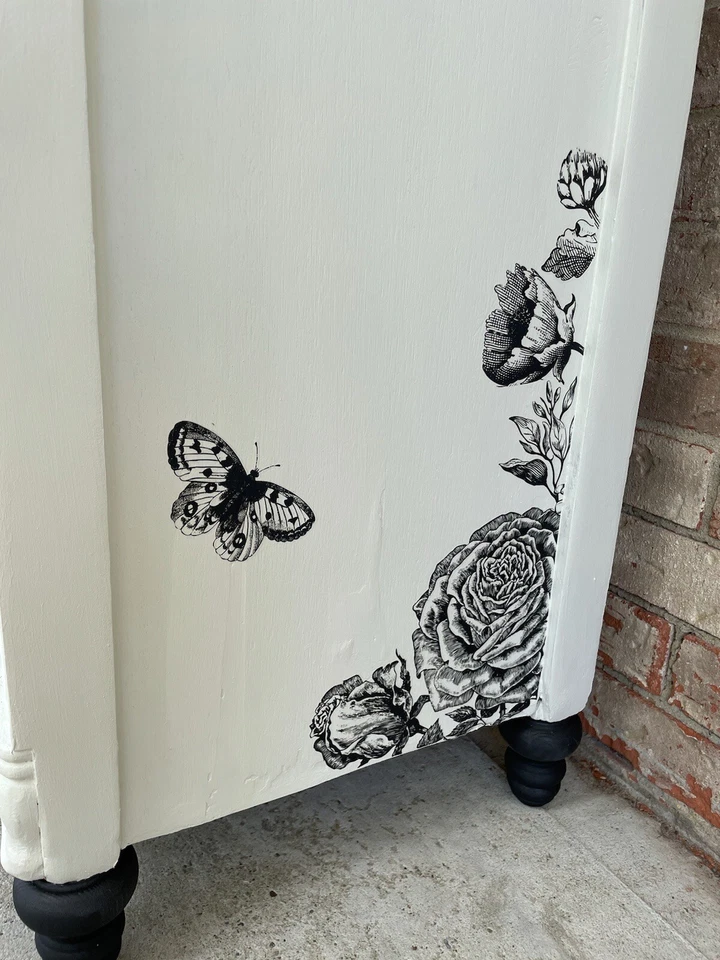 Antigua mesita de noche Art Deco cascada mesa auxiliar, mesa Shabby Chic restaurada Foto 3 de 4