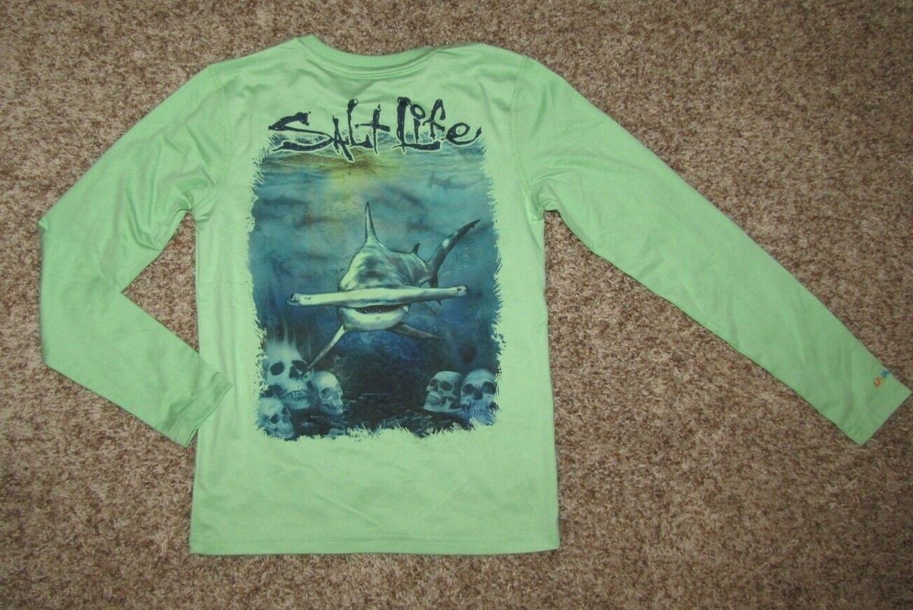 Salt Life UVAPOR Shirt Youth Boy's Long Sleeve Shark XS eBay