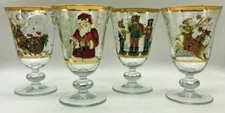 Williams Sonoma TWAS THE NIGHT Before Christmas GOBLETS Water Wine Glasses S/4
