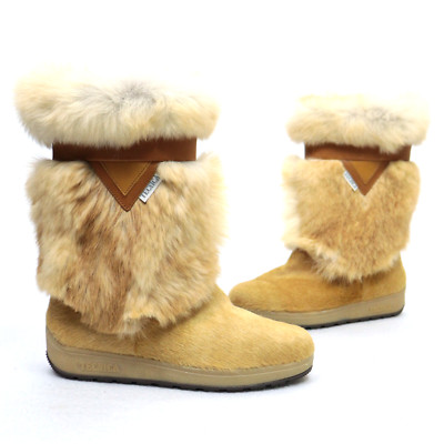 Tecnica France Fur Winter Boots Skandia Dyed Cowhide Womens Sz 12US 44EU NWT